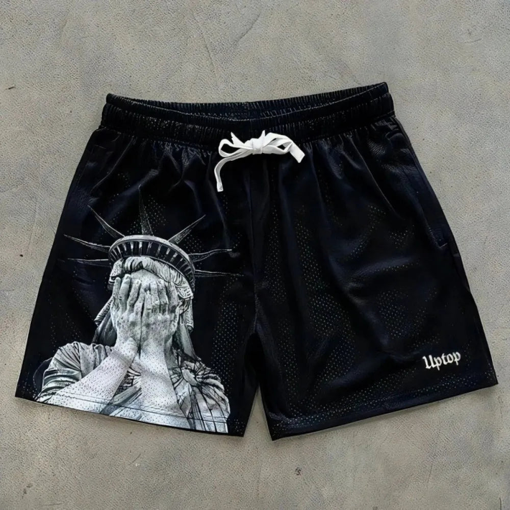 YKRON Statue of Liberty Print Casual Shorts