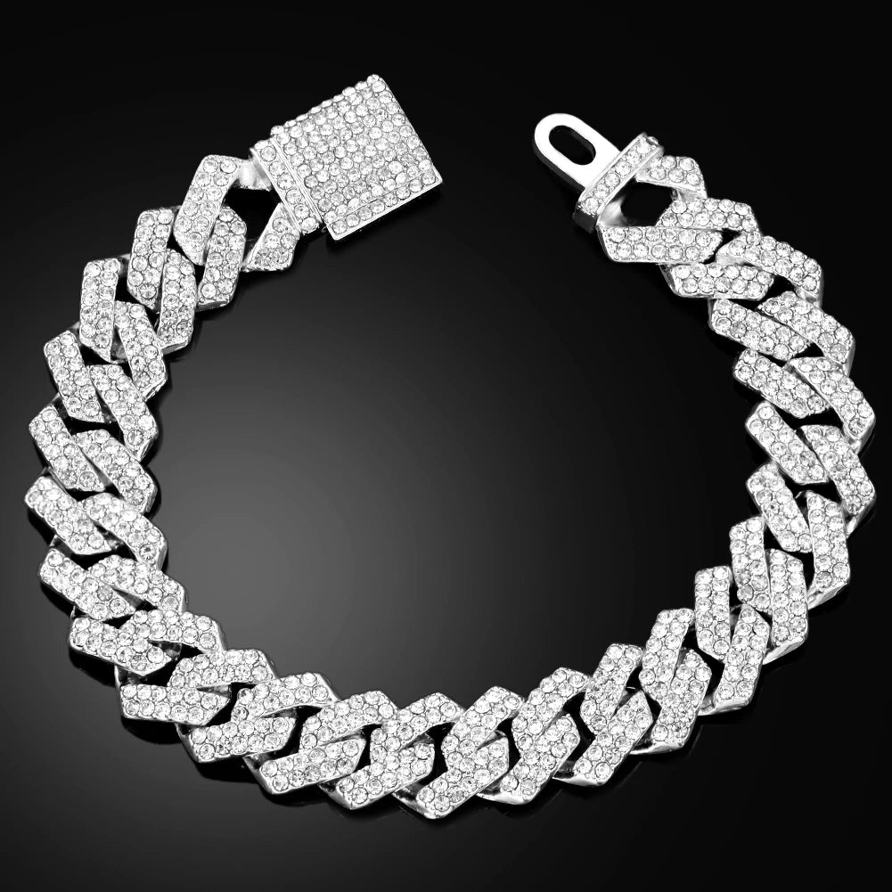 YKRON Iced Prong Cuban Chain Bracelet