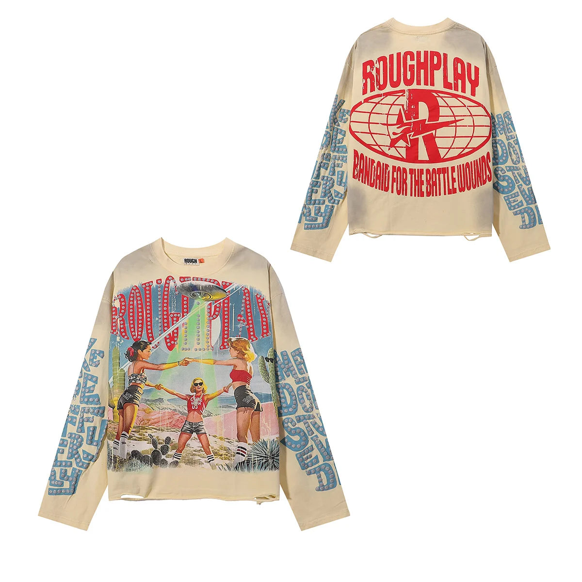 YKRON Rough Play Diamond Long Sleeve Oversized Tee