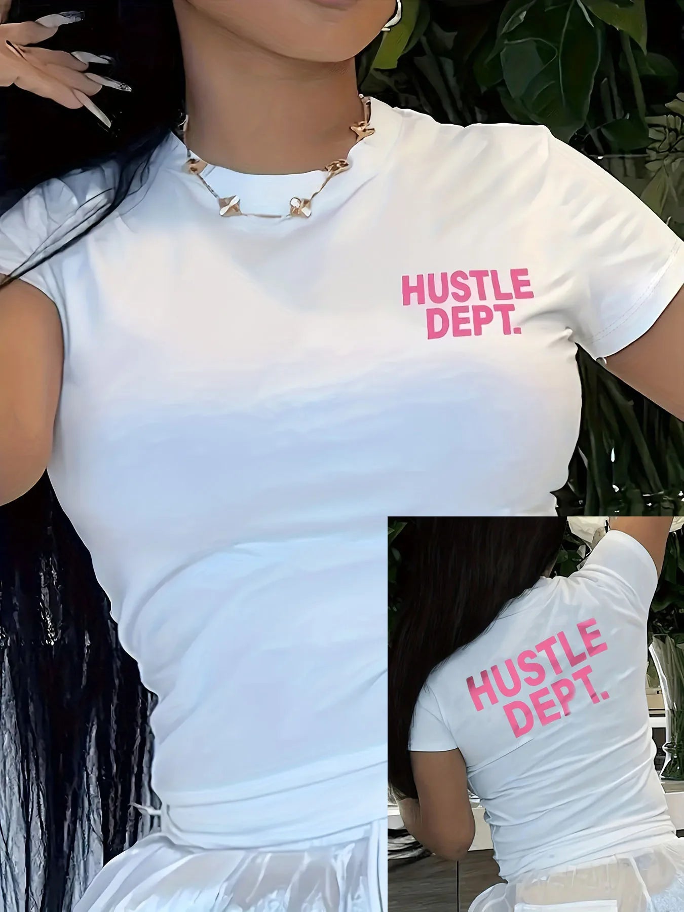 YKRON Hustle Dept Print Harajuku Y2K Tee