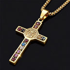 YKRON Saint Benedict Cross Stainless Steel Necklace