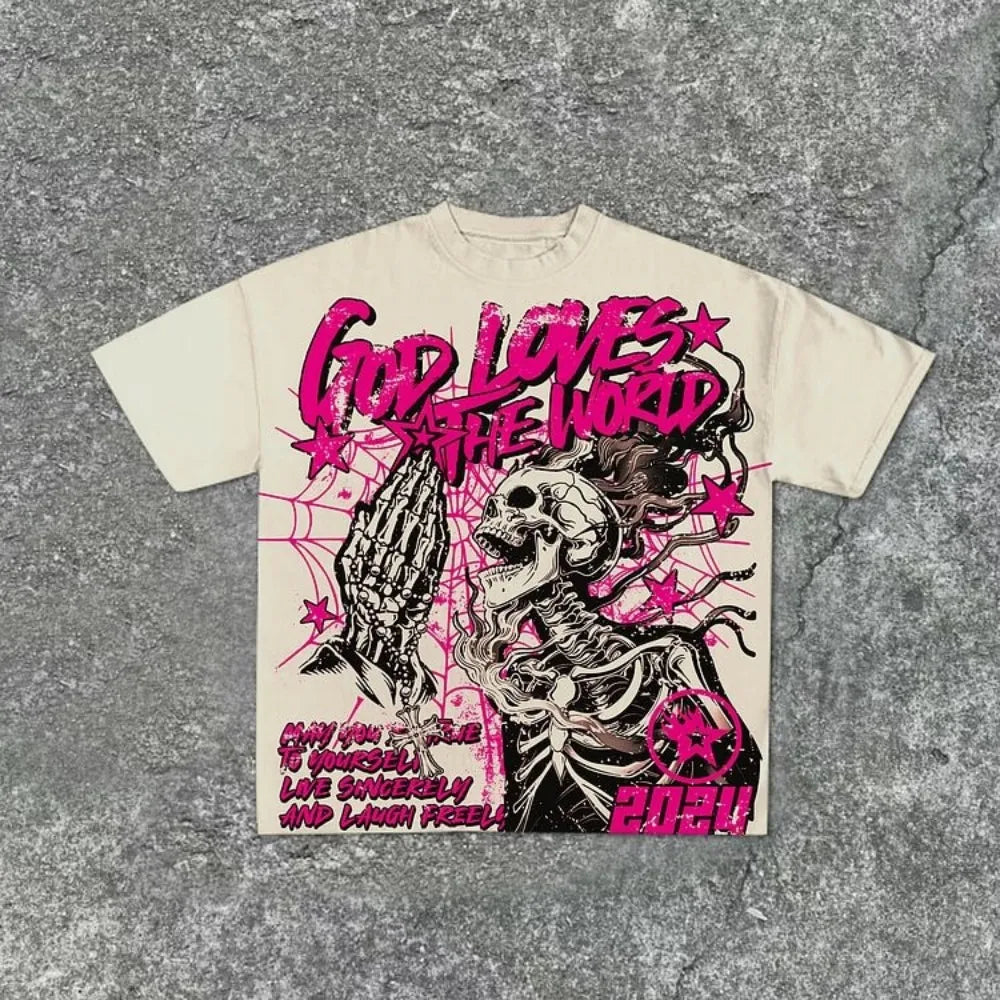 YKRON Skull Print Streetwear Tee