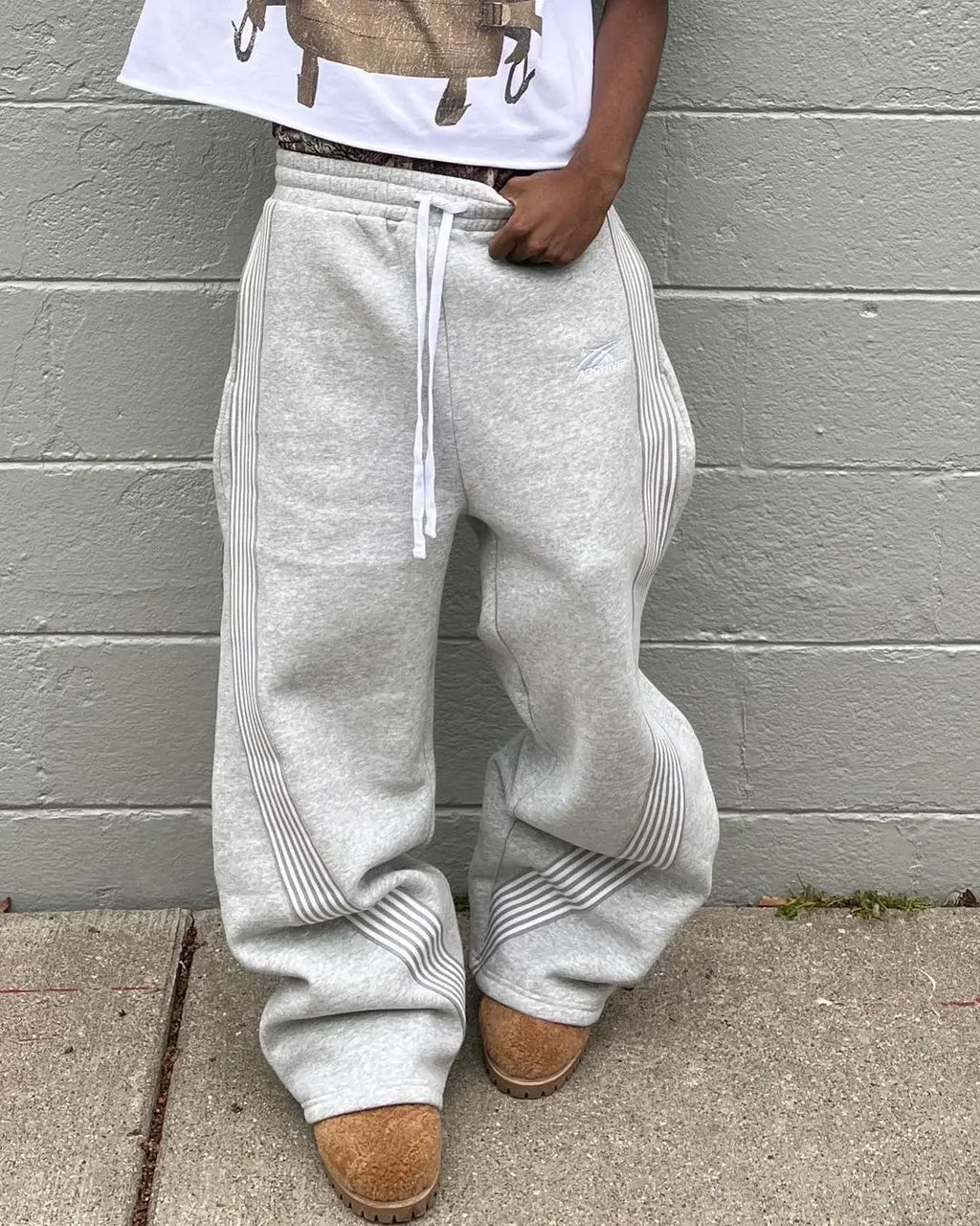 YKRON Y2K Gray Wide Leg Tactical Sweatpants
