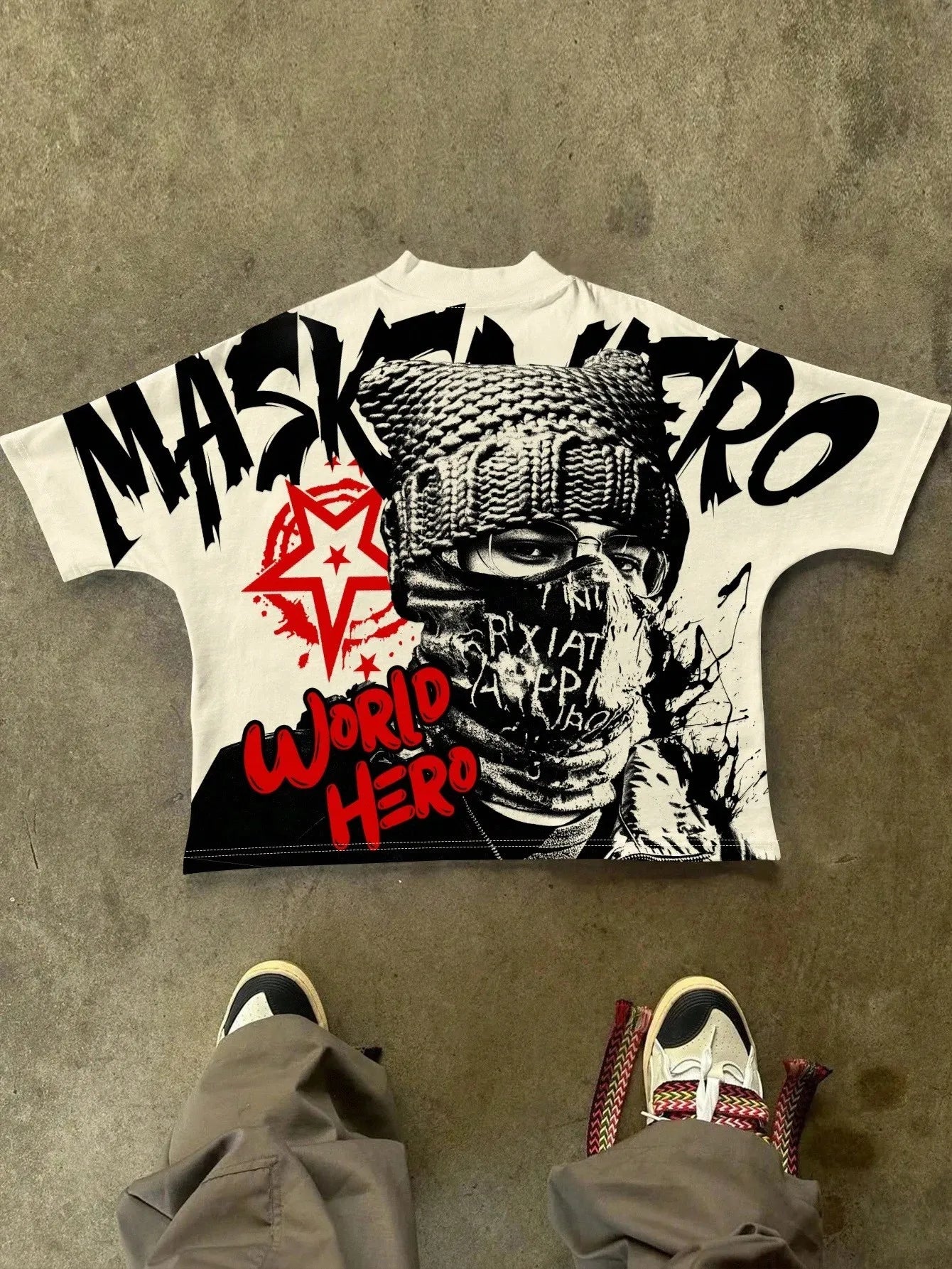 YKRON 3D Letter Print Casual Summer Tee