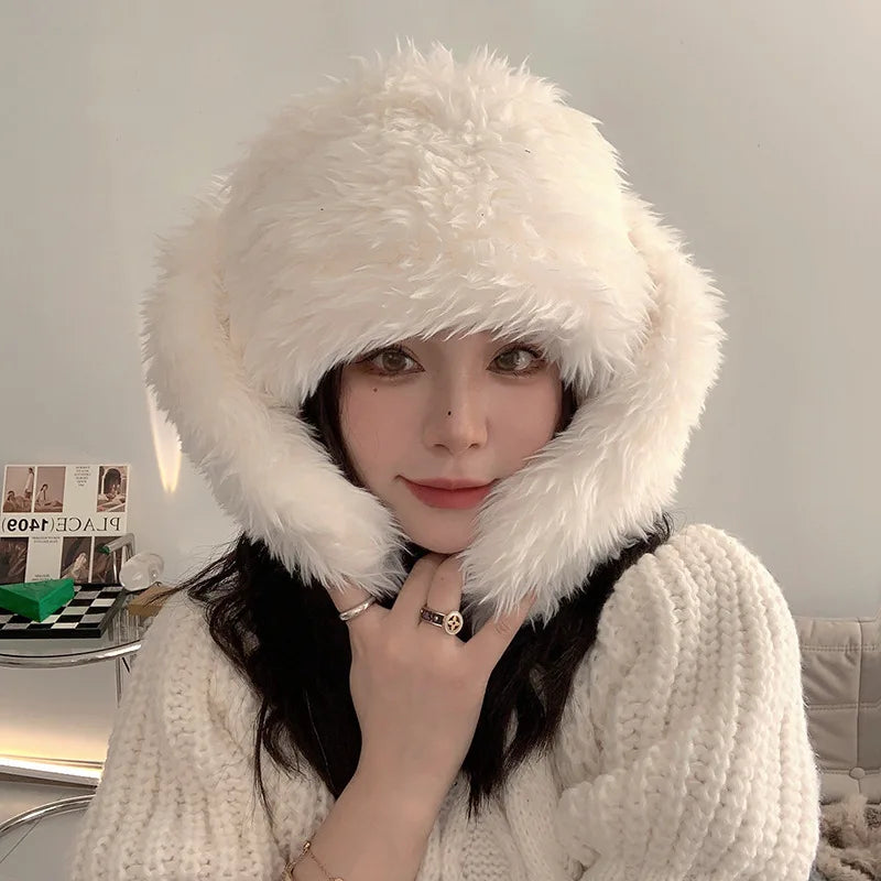YKRON Y2K Rabbit Ears Plush Beanie