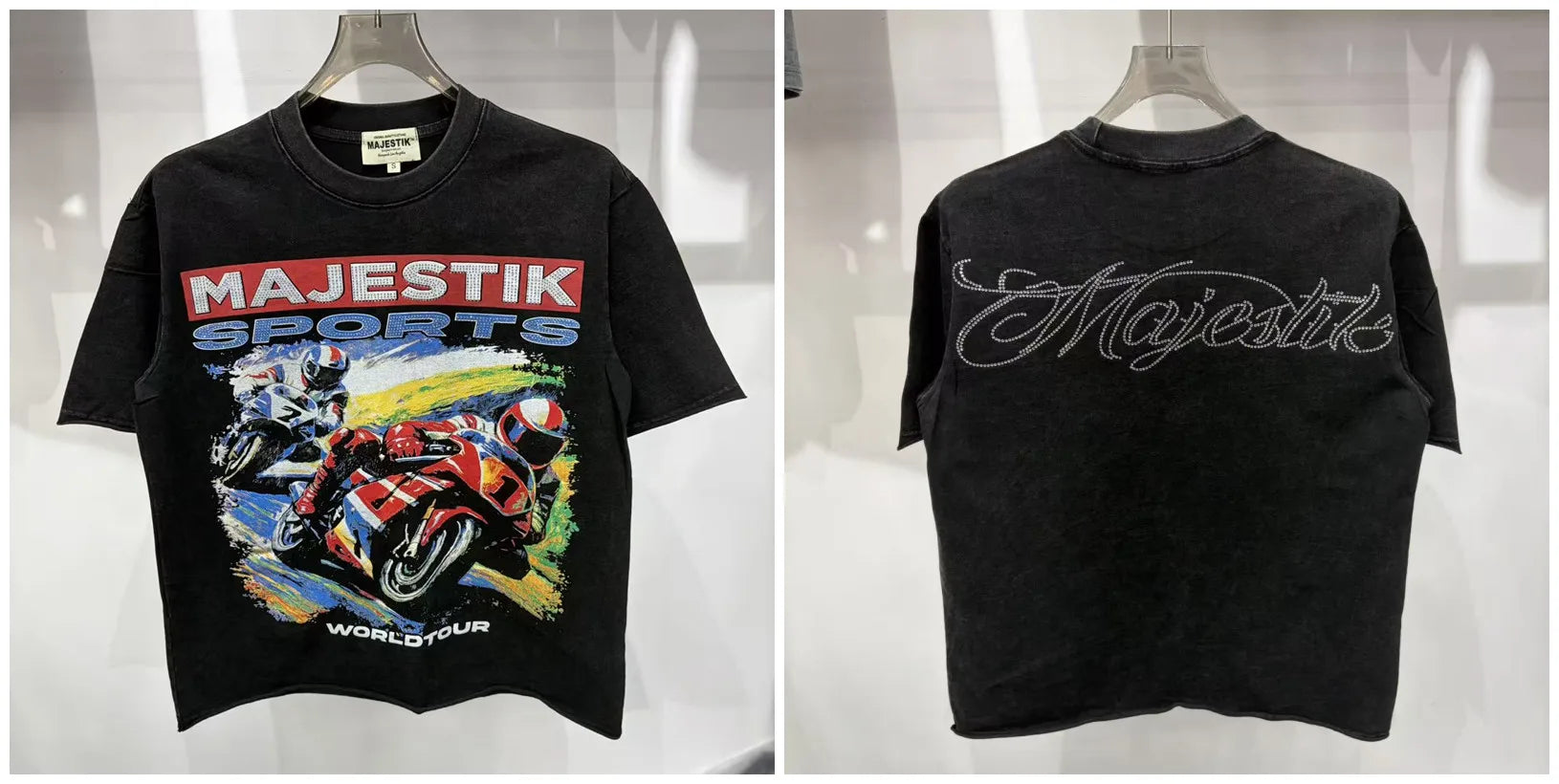 YKRON Majestik Rhinestone Print Hip Hop Tee