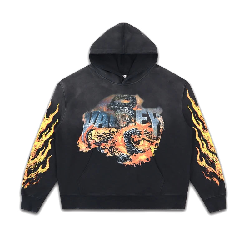YKRON Vale Retro Embroidery Diamond Zip Hoodie