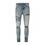 YKRON Retro Light Blue Y2K Hip Hop Jeans