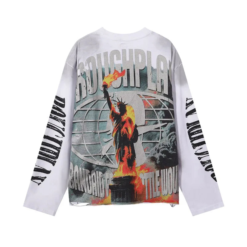 YKRON Rough Play Diamond Long Sleeve Oversized Tee