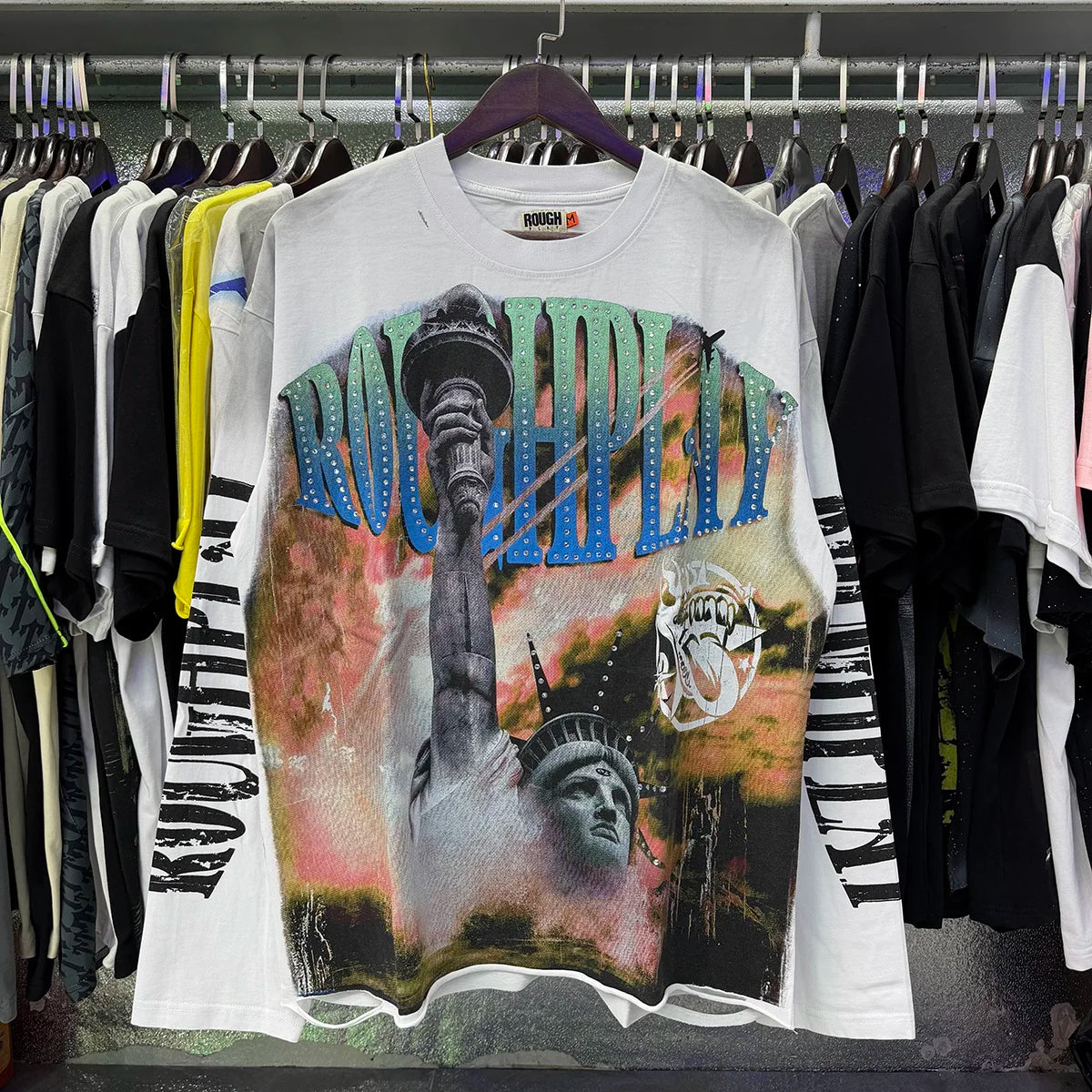 YKRON Rough Play Diamond Long Sleeve Oversized Tee