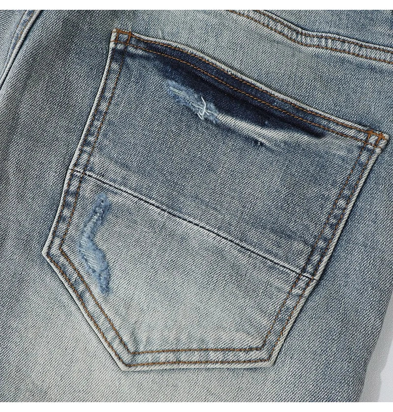 YKRON Retro Light Blue Y2K Hip Hop Jeans