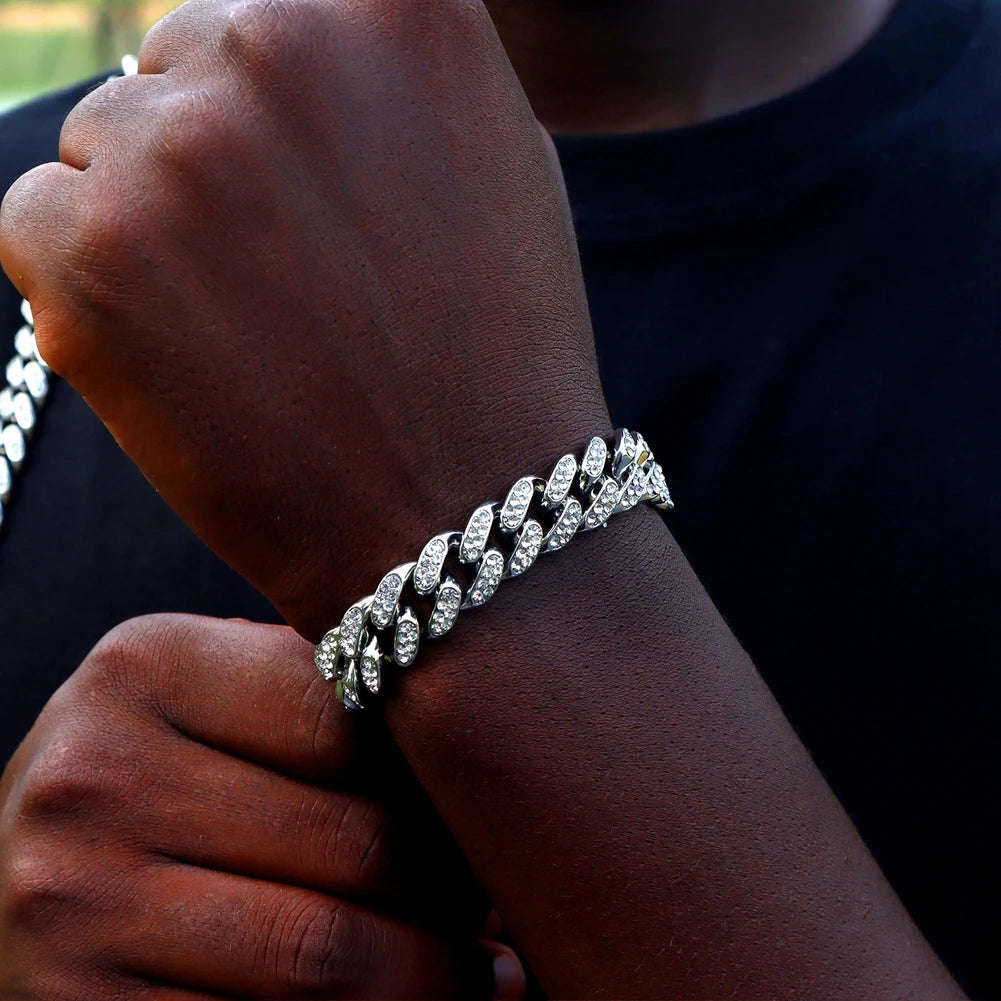 YKRON Iced Prong Cuban Chain Bracelet