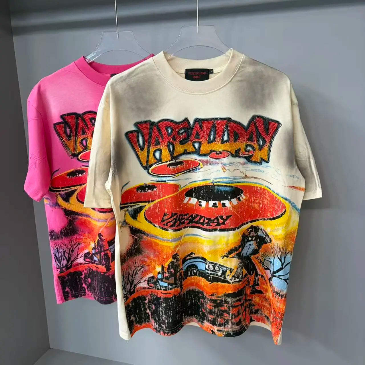 YKRON Rhinestone Letter Hip Hop Oversized Tee