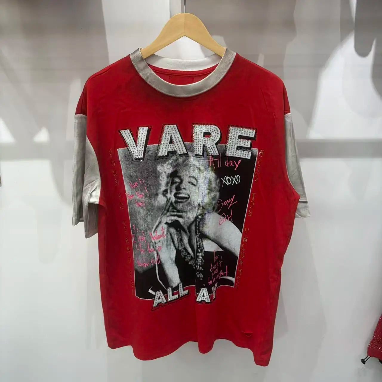 YKRON Rhinestone Diamond Baggy Streetwear Tee