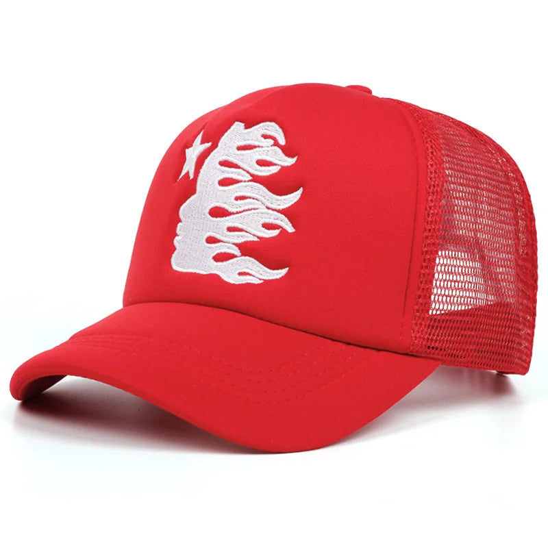YKRON Flame Star Mesh Snapback Hat