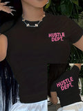 YKRON Hustle Dept Print Harajuku Y2K Tee
