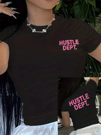 YKRON Hustle Dept Print Harajuku Y2K Tee