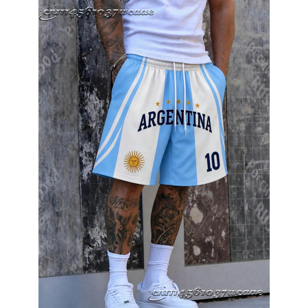 YKRON Argentina Stripe Beach Shorts