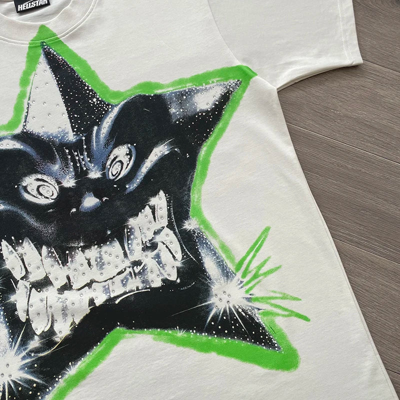 YKRON Hellstar Smiling Star Rhinestone Tee