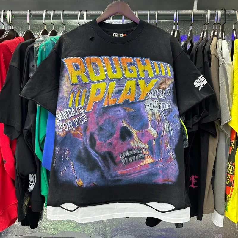 YKRON Rough Play Diamond Short Sleeve Oversized Tee