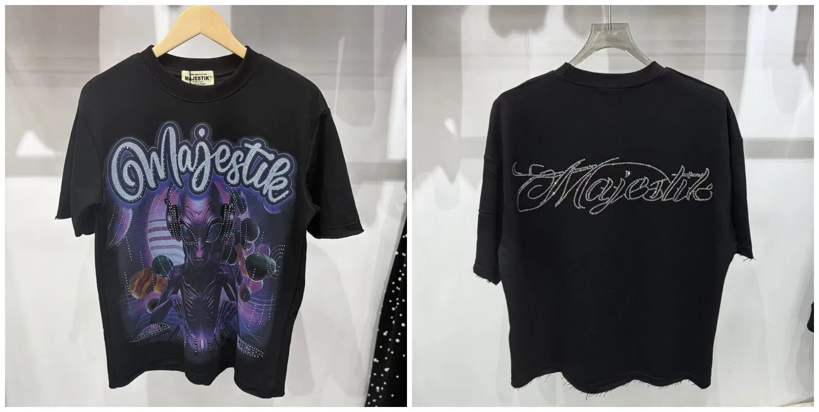 YKRON Majestik Rhinestone Print Hip Hop Tee