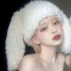 YKRON Y2K Rabbit Ears Plush Beanie