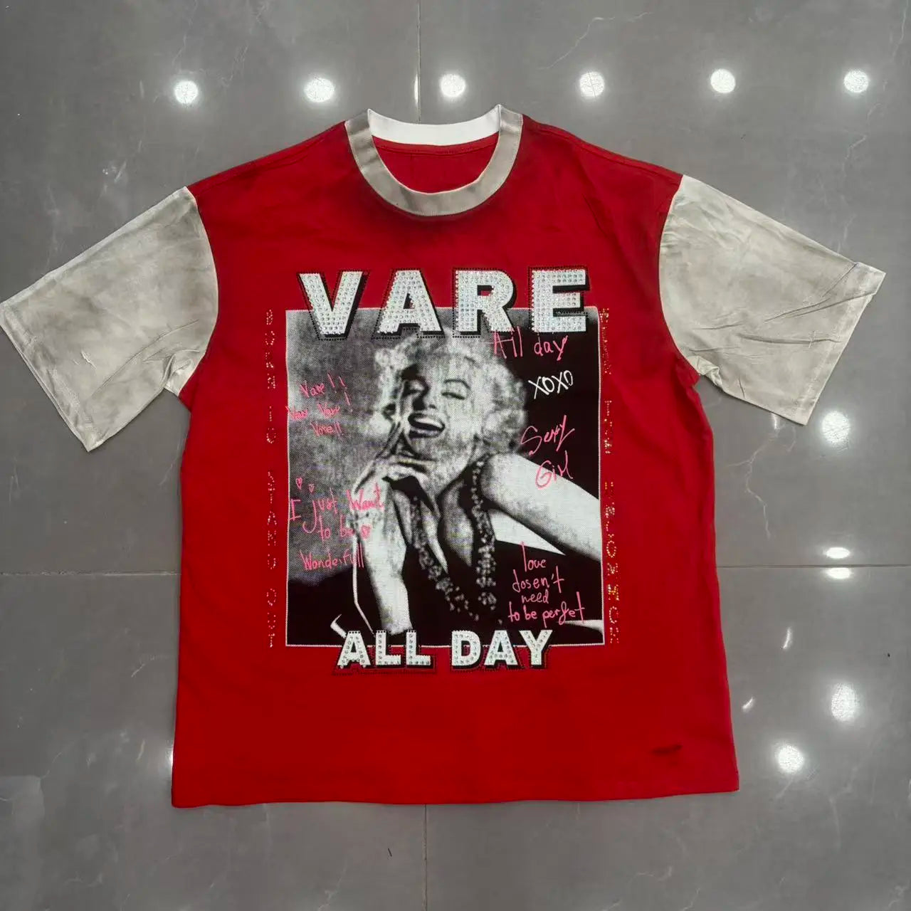YKRON Rhinestone Letter Hip Hop Oversized Tee